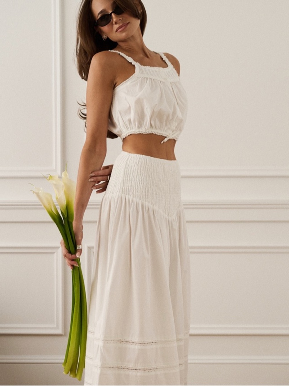 WeWoreWhat Cream Maxi Skirt with Smocked Waist - Picture 3 of 5